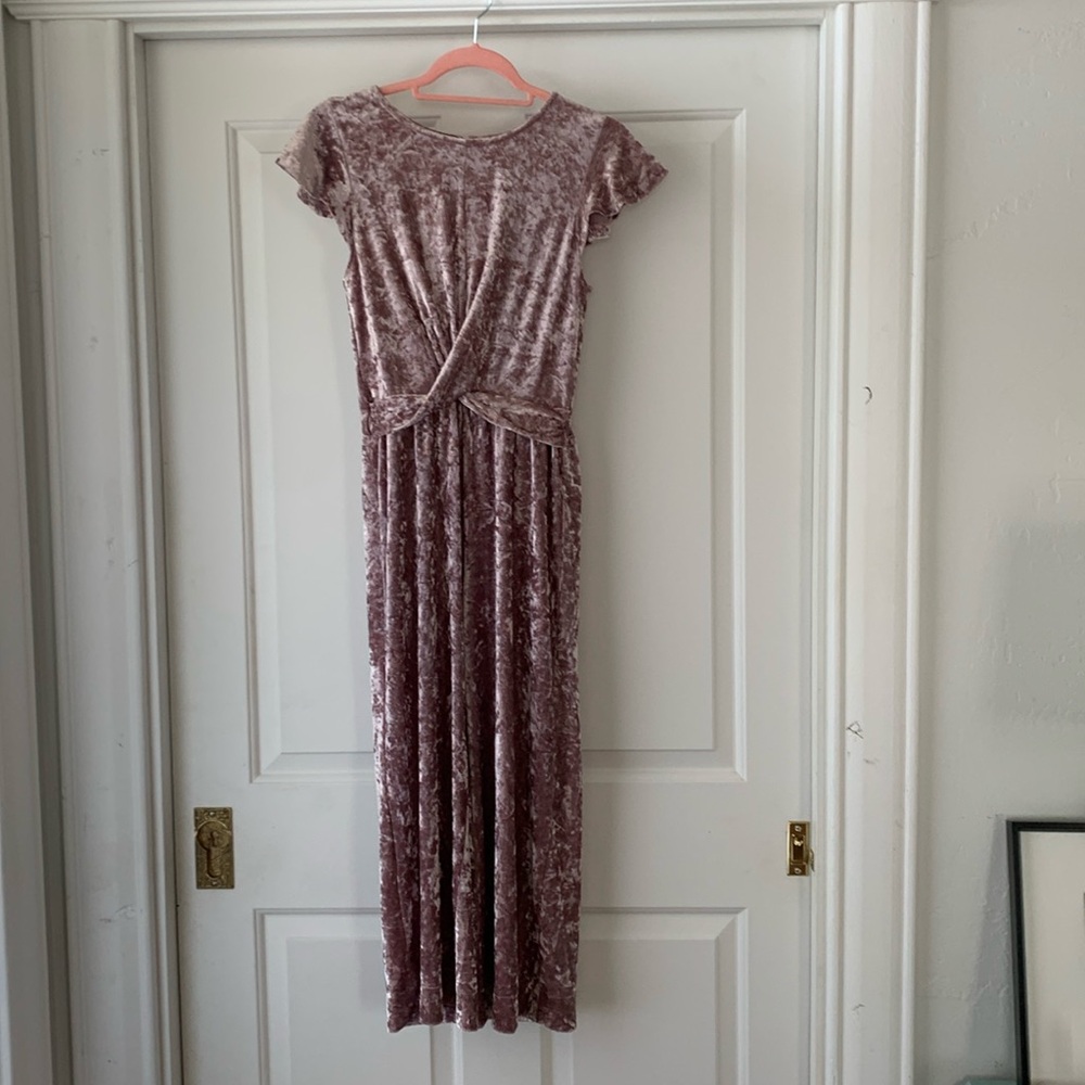 Crushed velvet pink jumpsuit (soft and comfy material) gently worn